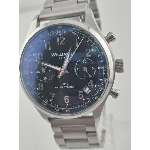 William L Mens Quartz Watch Multifunction Royal Blue Dial Mint Condition New! - Picture 2 of 14